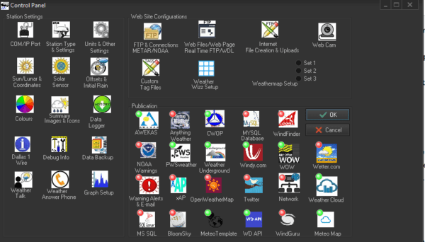 Weather Display, Control panel view.